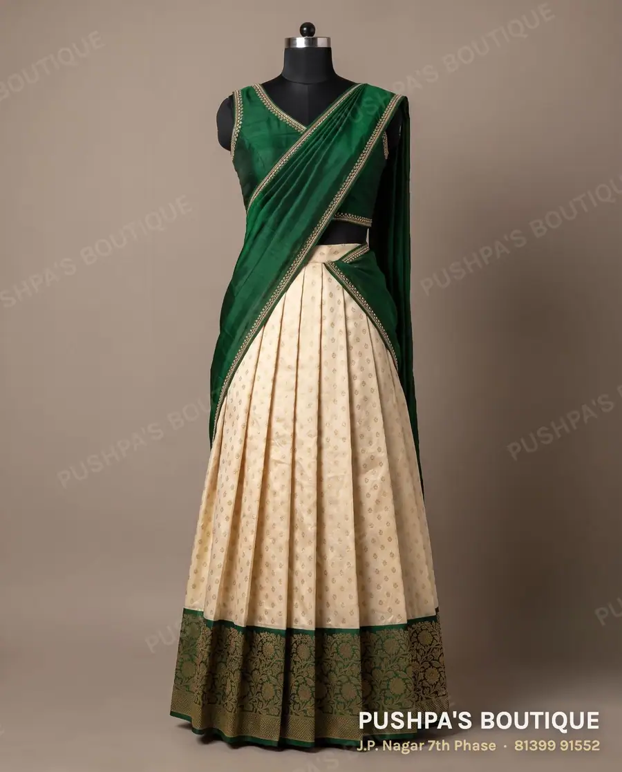 Langa davani (half saree) PB-394, V neck, sleeveless