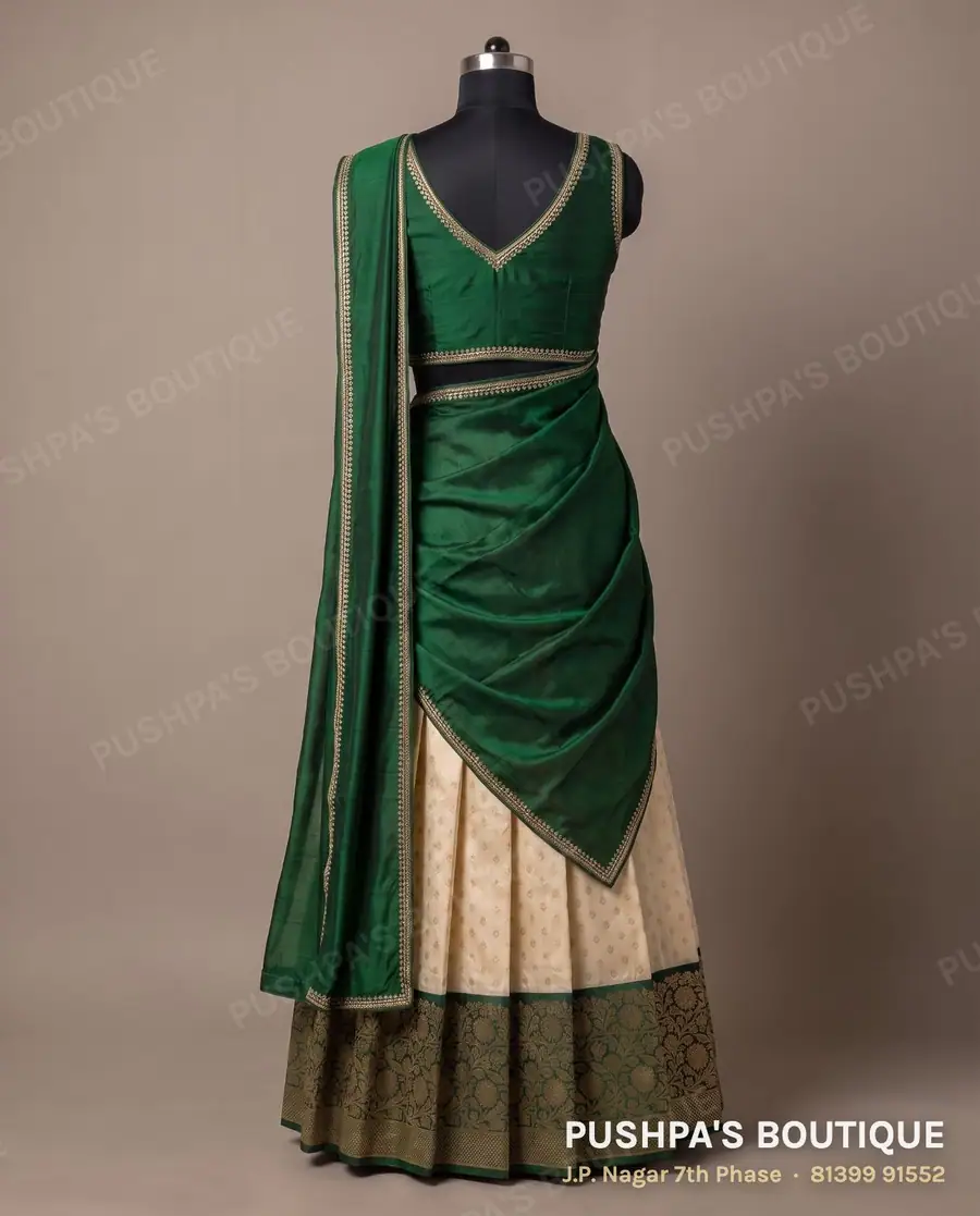 Langa davani (half saree) PB-394, V neck, sleeveless, photo 2