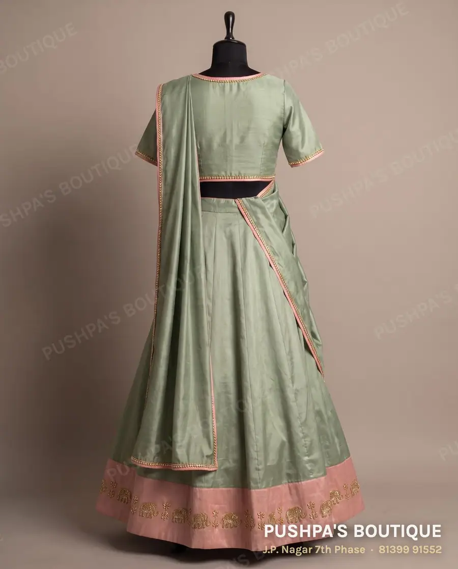 Langa davani (half saree) PB-399, round neck, short sleeve, photo 2