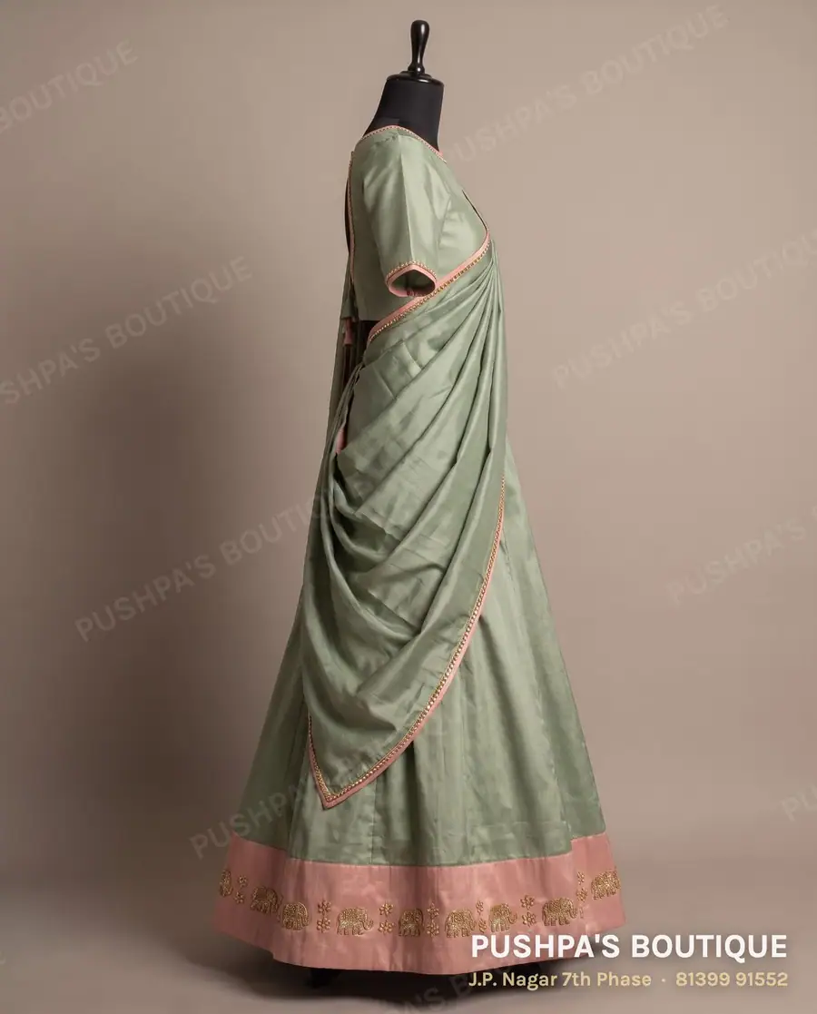 Langa davani (half saree) PB-399, round neck, short sleeve, photo 3