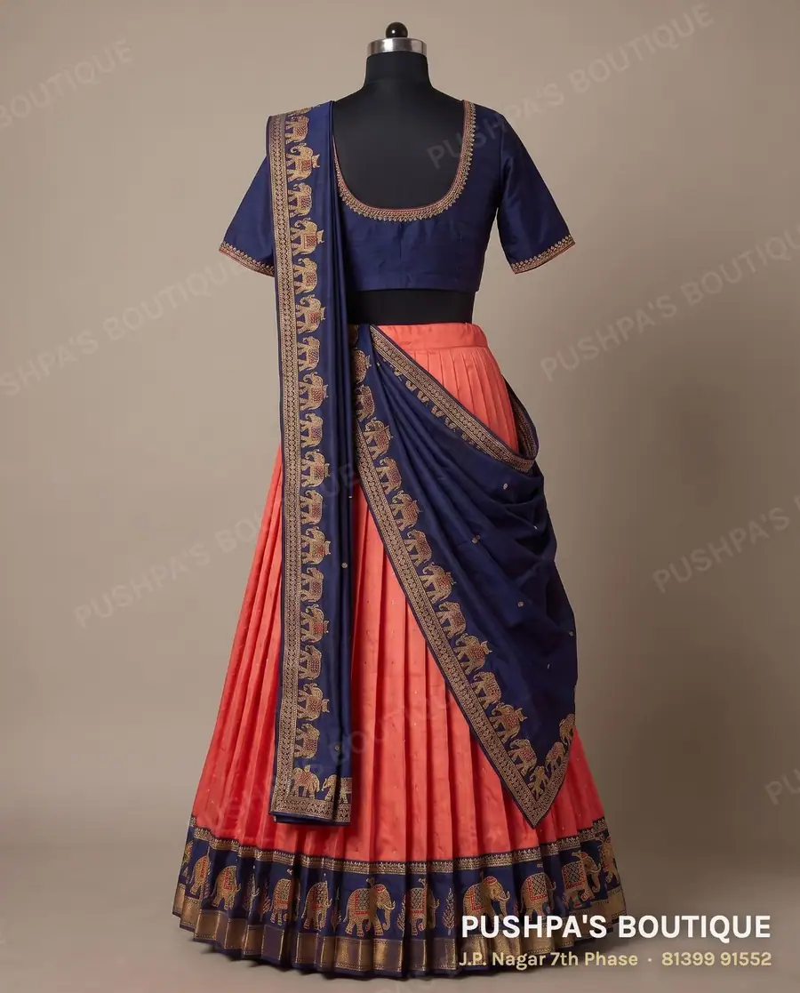 Langa davani (half saree) PB-400, round neck, short sleeve, photo 2