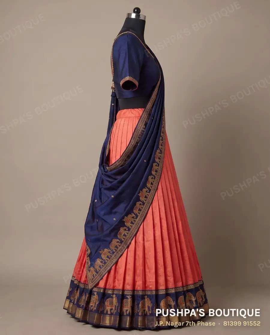 Langa davani (half saree) PB-400, round neck, short sleeve, photo 3