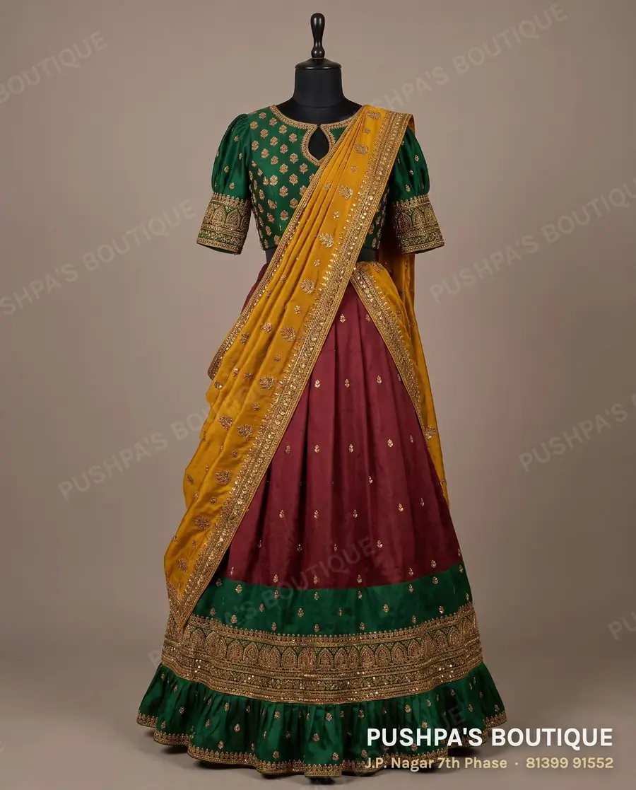 Langa davani (half saree) PB-401, puff sleeve