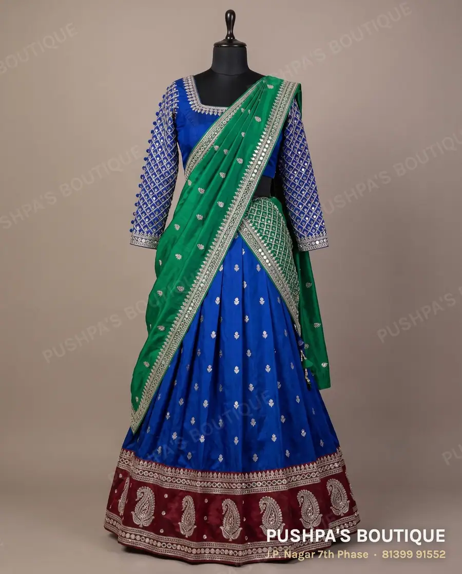 Langa davani (half saree) PB-403, square neck, full sleeve