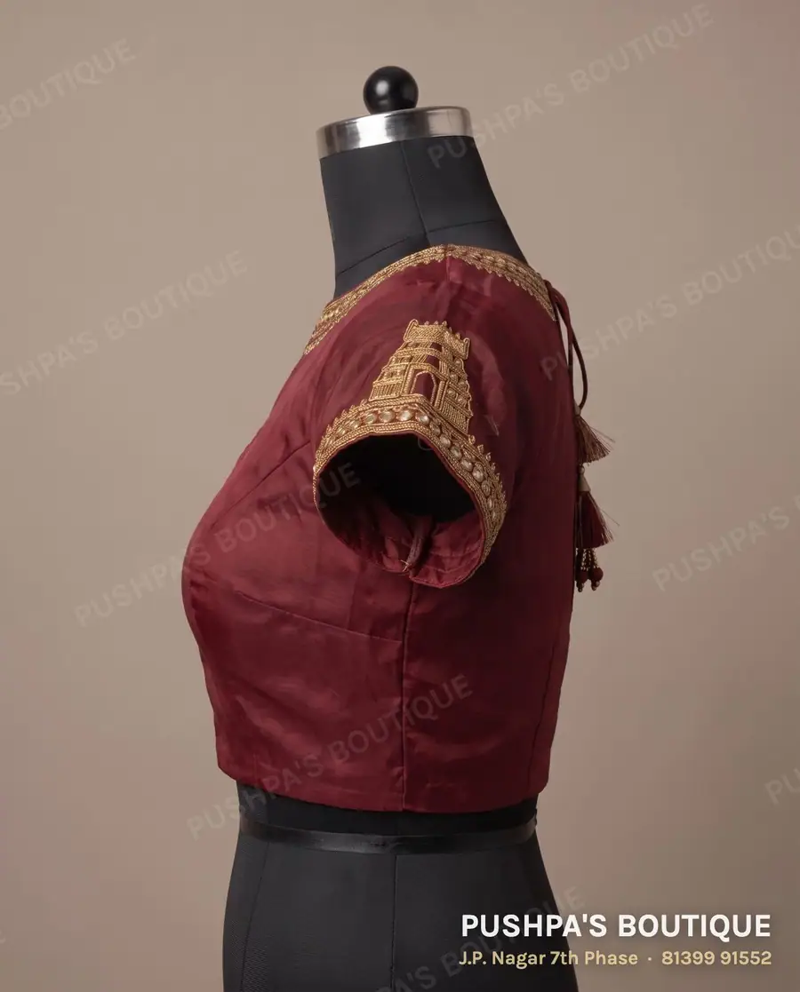 4 dot blouse PB-407, high neck, deep U back, cap sleeve, photo 3