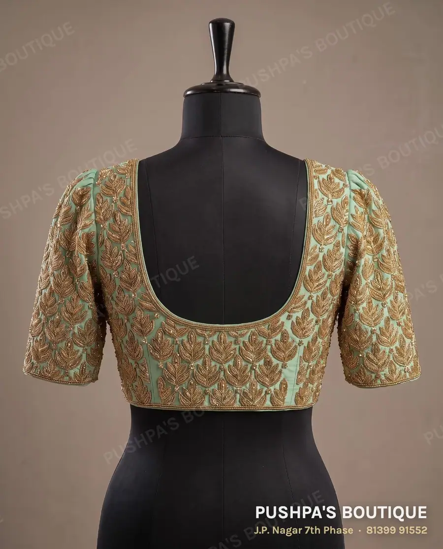 Princess cut blouse with pads PB-408, V neck, dori back, puff sleeve, photo 2