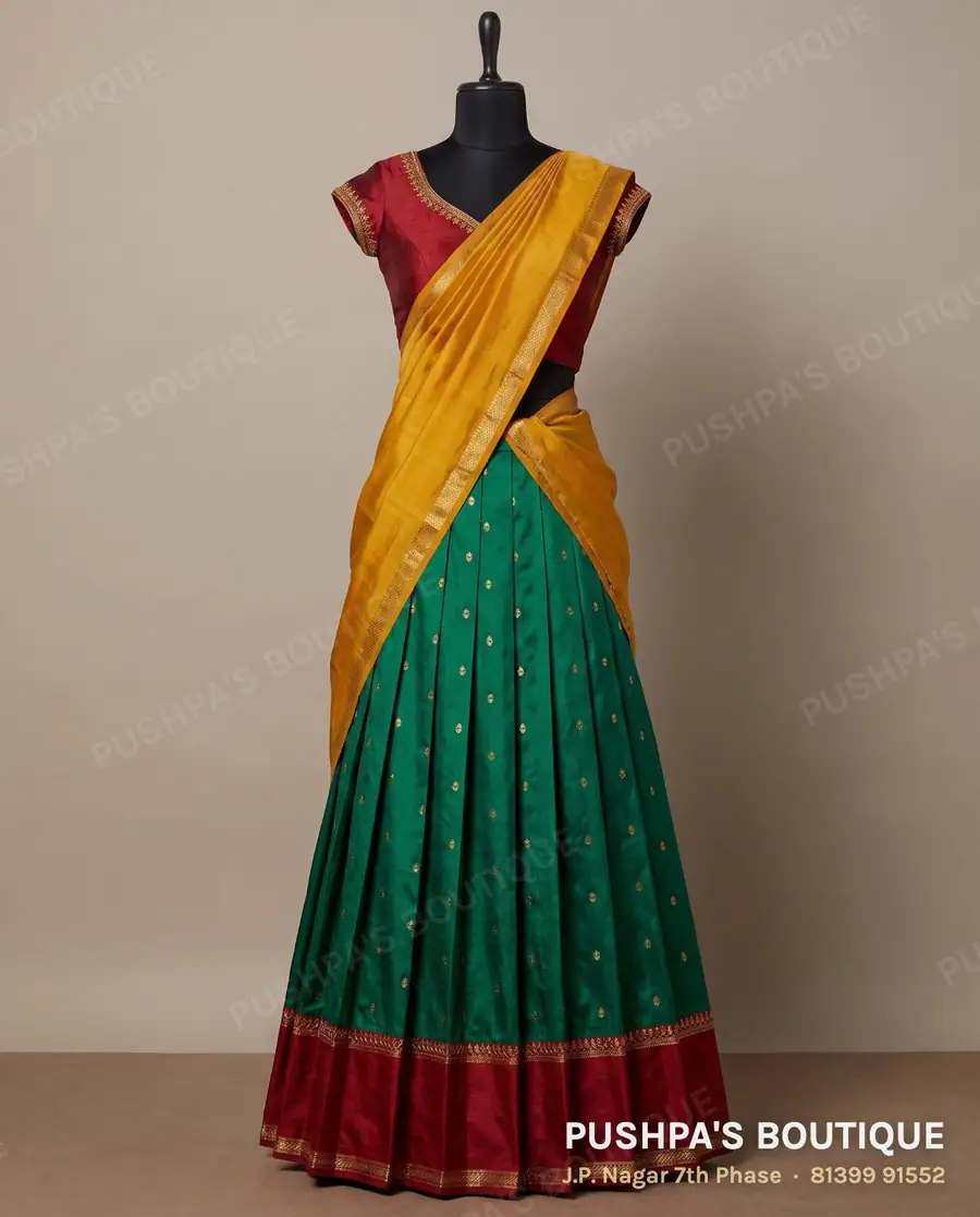 Langa davani (half saree) PB-410, V neck, cap sleeve