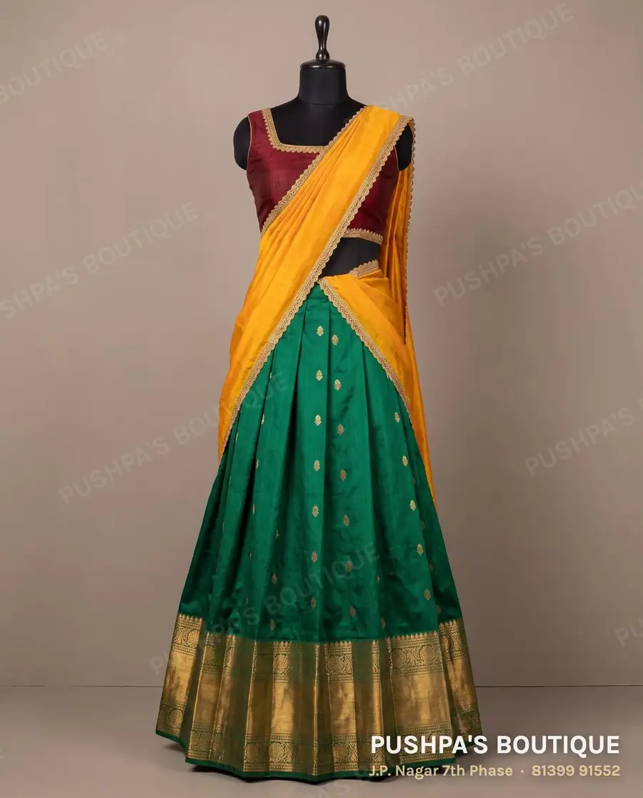 Langa davani (half saree) PB-411, square neck, sleeveless