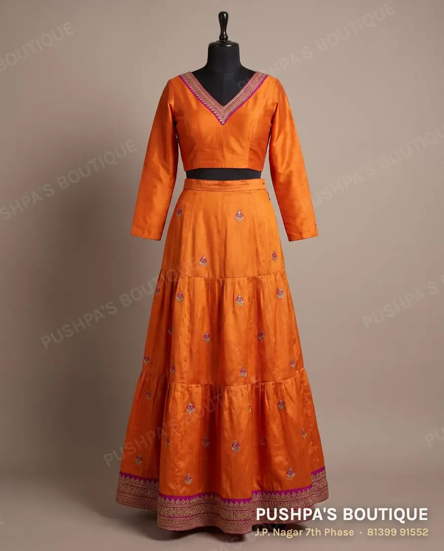 Skirt PB-412, V neck, full sleeve