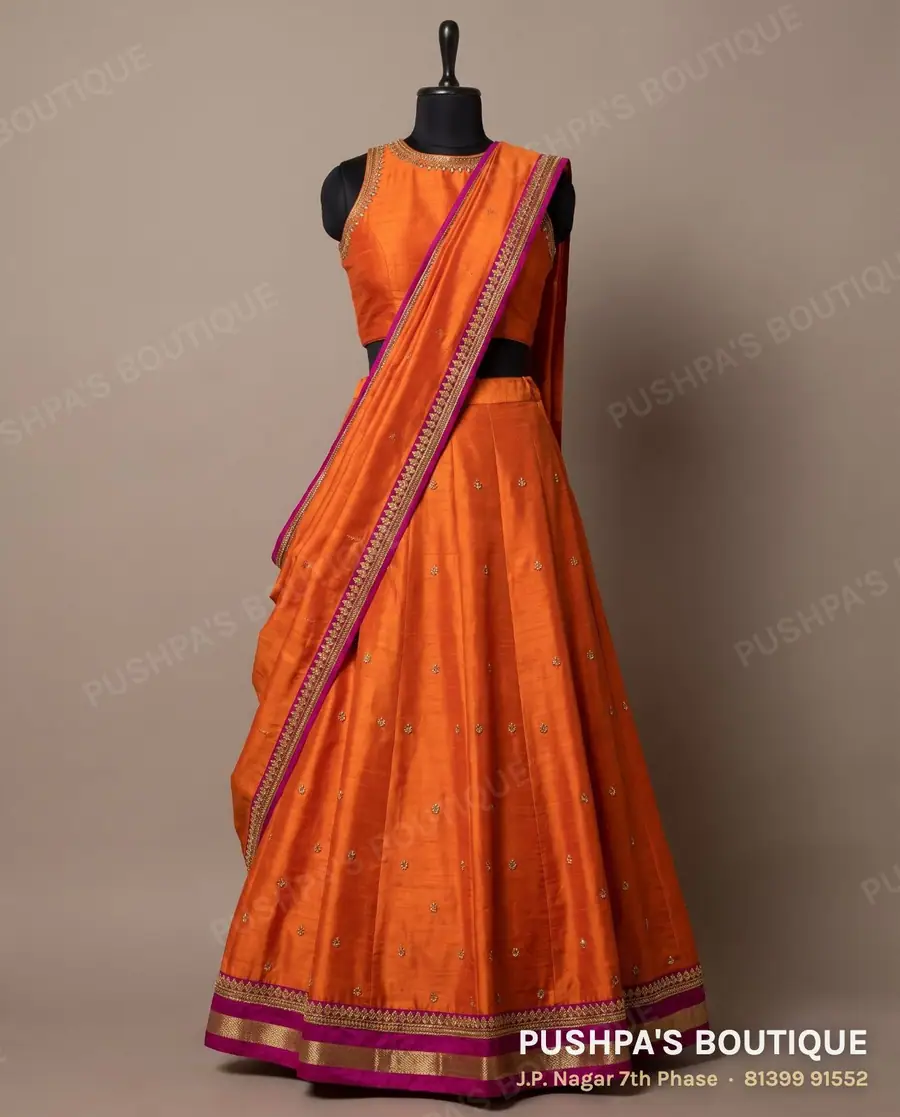 Langa davani (half saree) PB-414, high neck, sleeveless