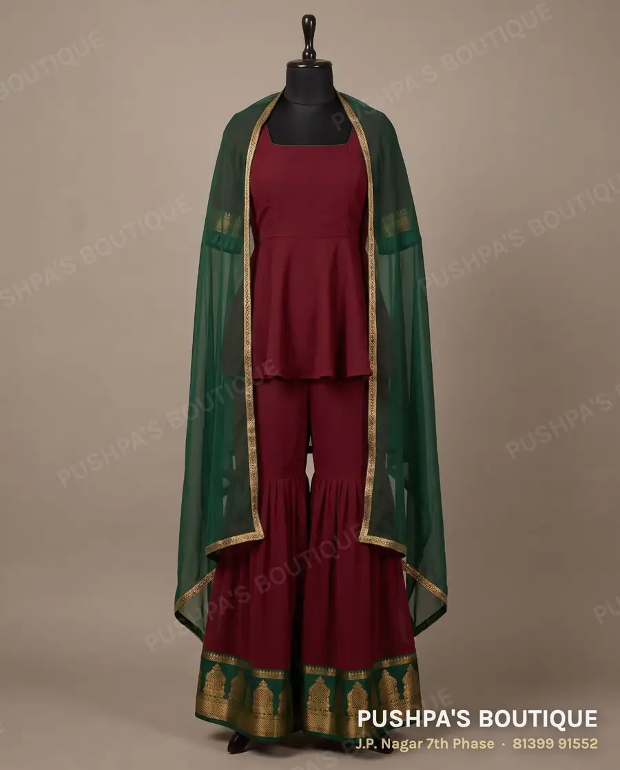 Indo-western outfit PB-418, square neck, elbow sleeve