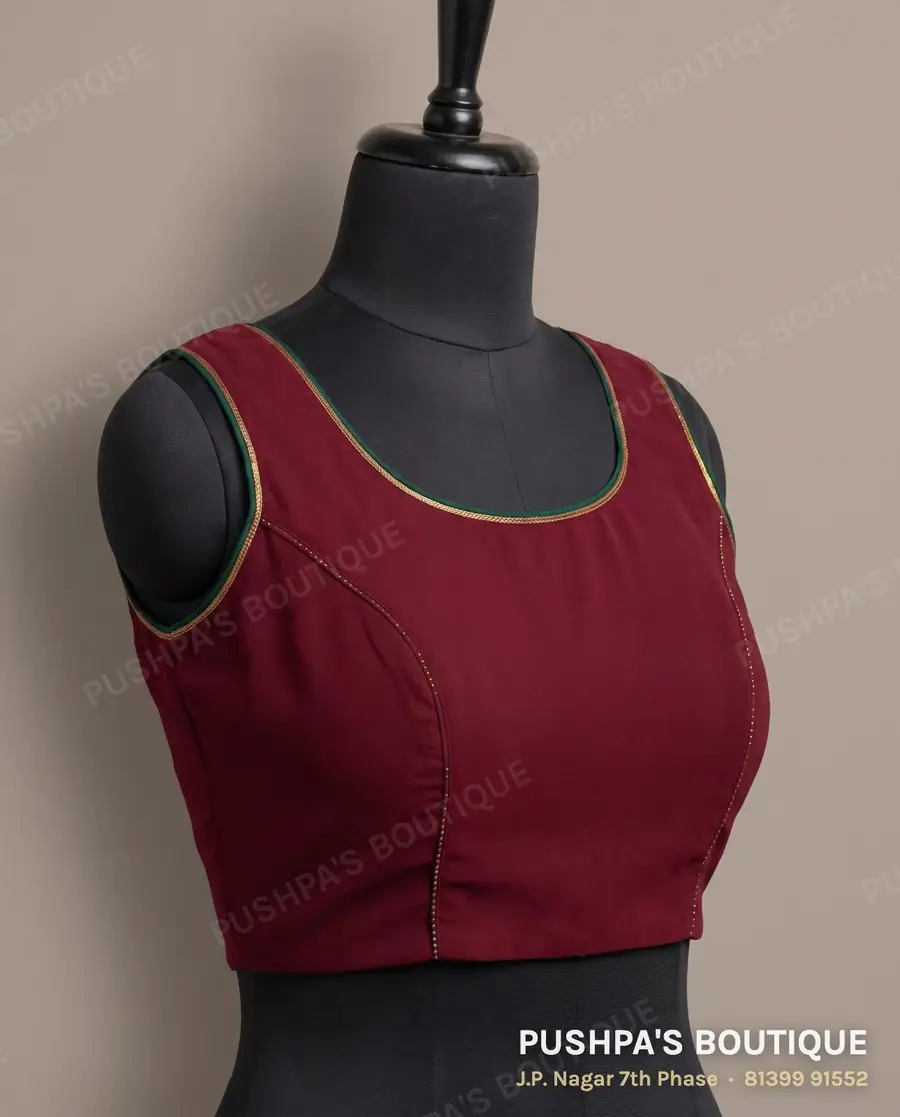 Princess cut blouse PB-423, round neck, deep U back, sleeveless