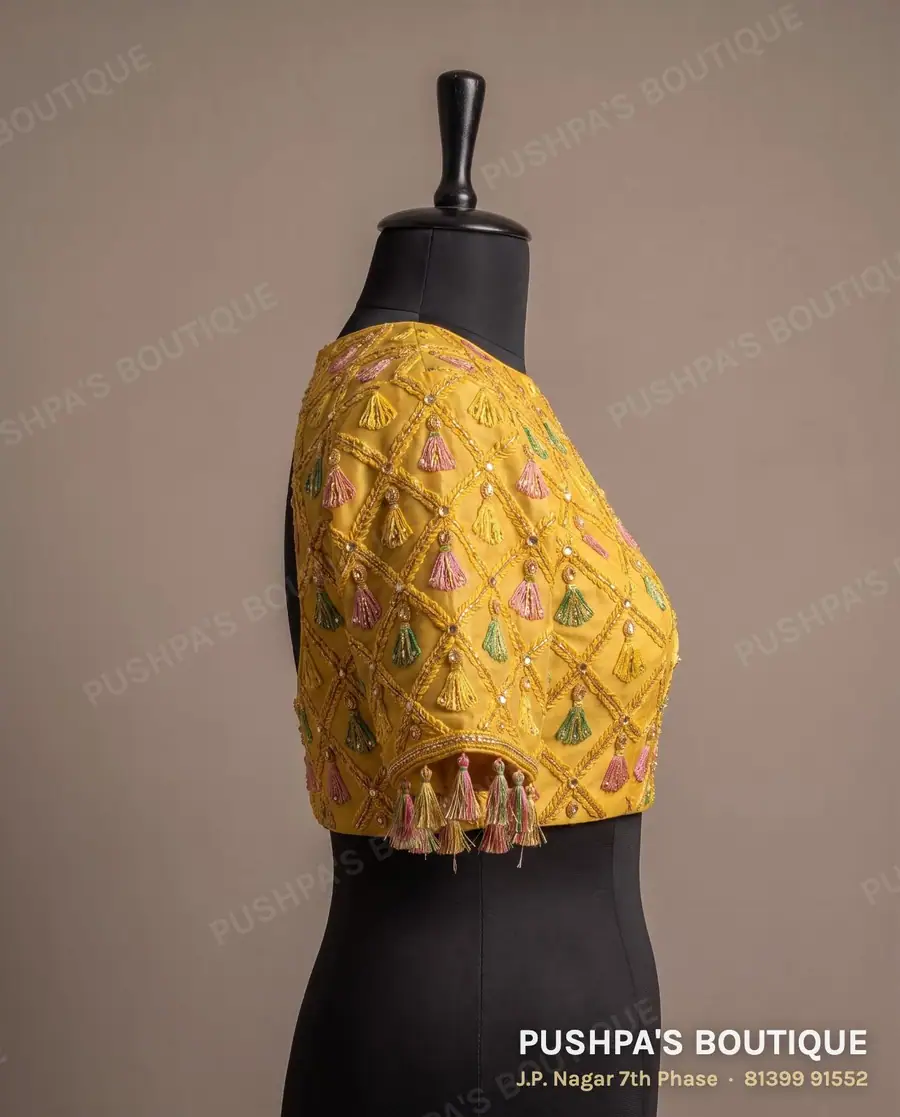 Basic blouse PB-427, high neck, deep U back, short sleeve, photo 3