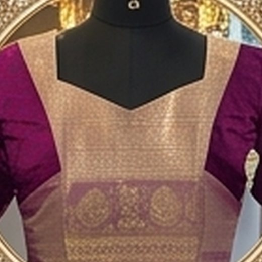 Silk blouse with a zari body and contrast sleeves